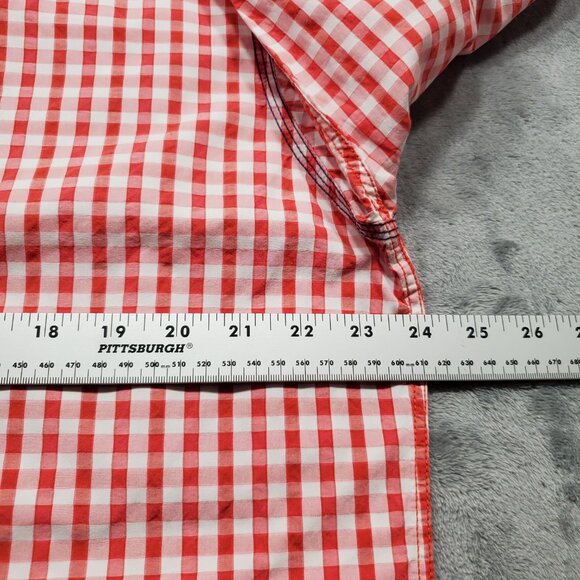 Age of Wisdom Long Sleeve Button Up Snap Plaid Shirt Check Red White Men Sz XL - Picture 10 of 11